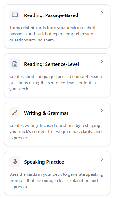 Real reading, writing, and speaking practice